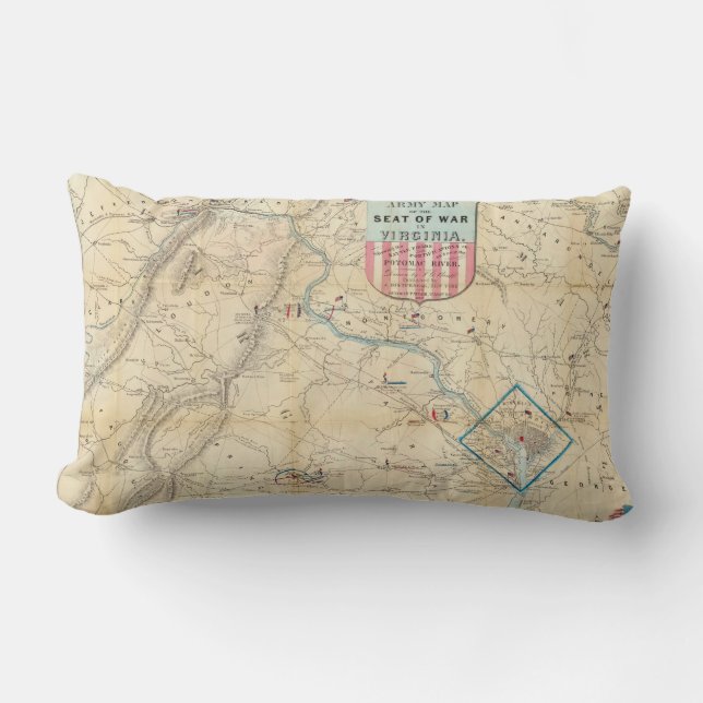  Noord-Virginia Civil War Map (1862) Kussen (Voorkant)