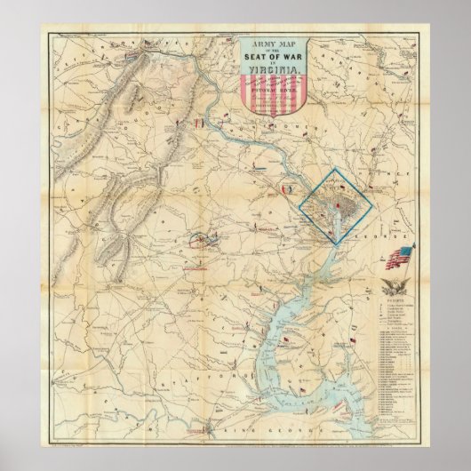 Noord-Virginia Civil War Map (1862) Poster (Voorkant)