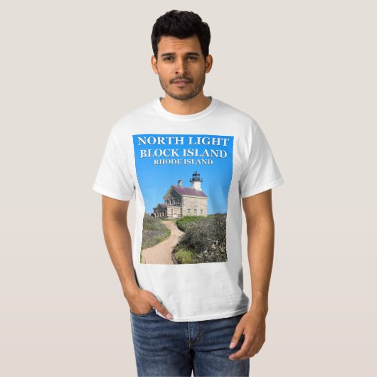 Noord-vuurtoren, Block Island RI T-Shirt (Voorkant volledig)