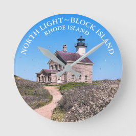 Noord vuurtoren, Block Island RI Wall Clock Ronde Klok