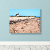 Noord vuurtoren, Block Island Wrapped Canvas (Insitu (Houten vloer))