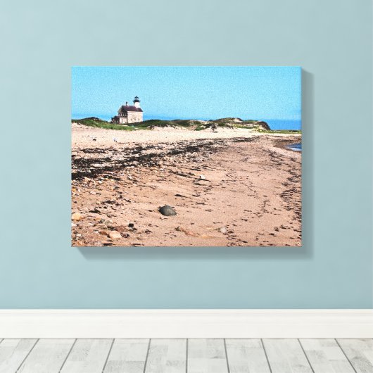 Noord vuurtoren, Block Island Wrapped Canvas (Insitu (Houten vloer))