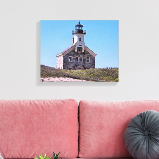 Noord vuurtoren, Block Island Wrapped Canvas (Insitu (Woonkamer))