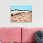Noord vuurtoren, Block Island Wrapped Canvas Afdruk (Insitu (Woonkamer))