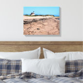 Noord vuurtoren, Block Island Wrapped Canvas Afdruk (Insitu (Slaapkamer))