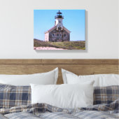 Noord vuurtoren, Block Island Wrapped Canvas Afdruk (Insitu (Slaapkamer))