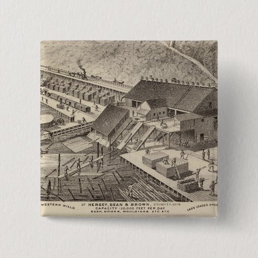 Noord-Westerne Mills of Hersey, Minnesota Vierkante Button 5,1 Cm (Voorkant)