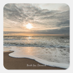 Noord-Zee, Denemarken pittoreske zonsondergang, Vierkante Sticker