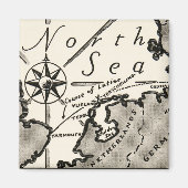 Noord-Zee kaart Graphic Bold Compass Magneet (Voorkant)