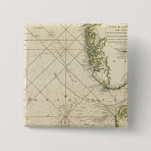 Noord-Zee, Kattegat Vierkante Button 5,1 Cm (Voorkant)