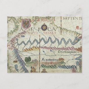 Noord-Zuid-Amerika, detail van de wereld Briefkaart