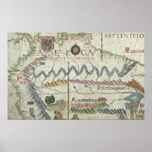 Noord-Zuid-Amerika, detail van de wereld Poster