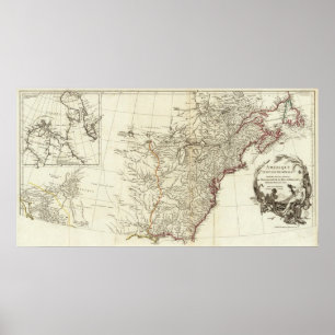 Noordamerika 1763 - Inset-kaart grenzen Poster