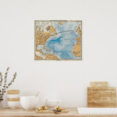 Noordatlantische oceaankaart poster (Keuken)