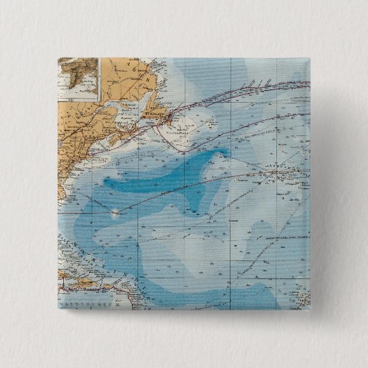Noordatlantische oceaankaart vierkante button 5,1 cm (Voorkant)