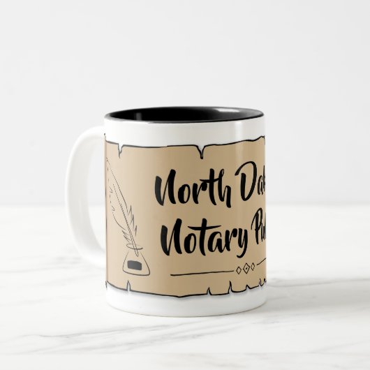 NoordDakota Notarisch Openbaar Rol Doether Quill Tweekleurige Koffiemok (Voorkant links)