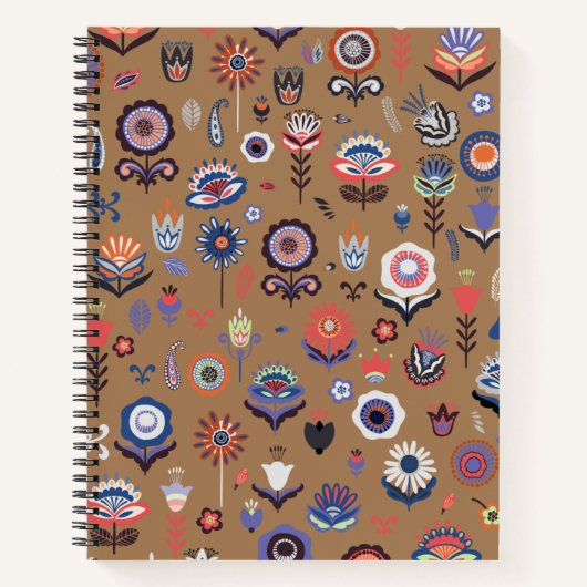 Noordelijk Bloemmotief Notebook Notitieboek (Voorkant)