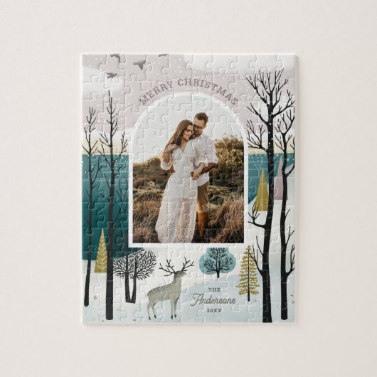 noordelijk bos | Woodland Winter Kerstfoto Legpuzzel (Verticaal)