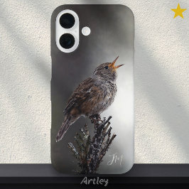 Noordelijk Huis Wren Vogelschildering Custom Name iPhone 16 Hoesje