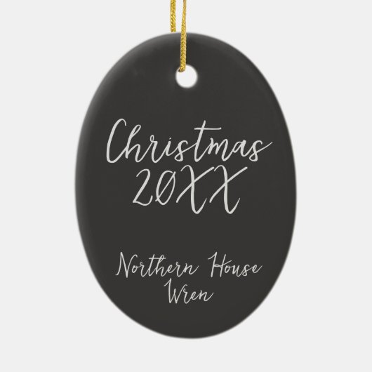 Noordelijk Huis Wren Vogelschildering Jaar Vakanti Keramisch Ornament (Achterkant)