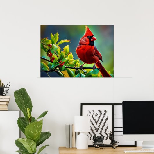 Noordelijk Kardinaal Poster (Thuiskantoor)