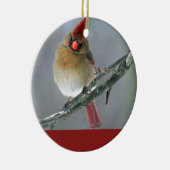 Noordelijk Kardinaal Vrouw Keramisch Ornament (Rechts)