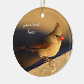 Noordelijk kardinaal vrouw keramisch ornament (Links)