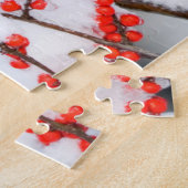 Noordelijk Kardinaal vrouw op Common Winterberry Legpuzzel (Zijkant)