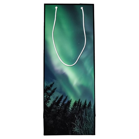 Noordelijk lichtbos wijn cadeautas (Achterkant)