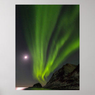 noordelijk lichtS Haukland Beach Island Poster