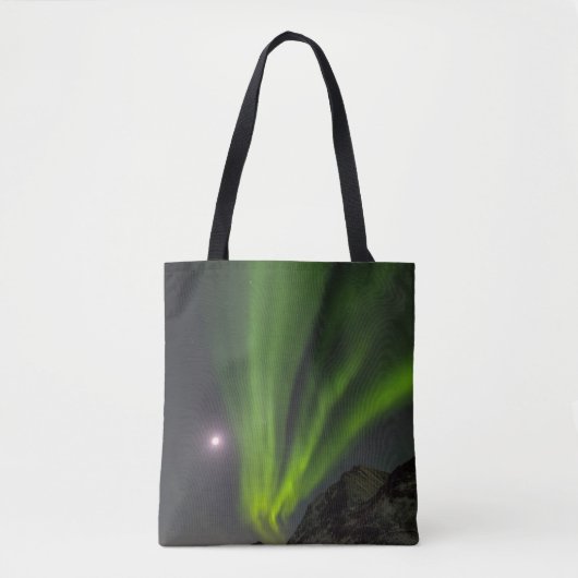 noordelijk lichtS | Haukland Beach Island Tote Bag (Voorkant)