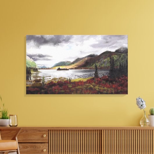 Noordelijk meer in de herfst: Canvas Uncropped (Insitu (Woonkamer))