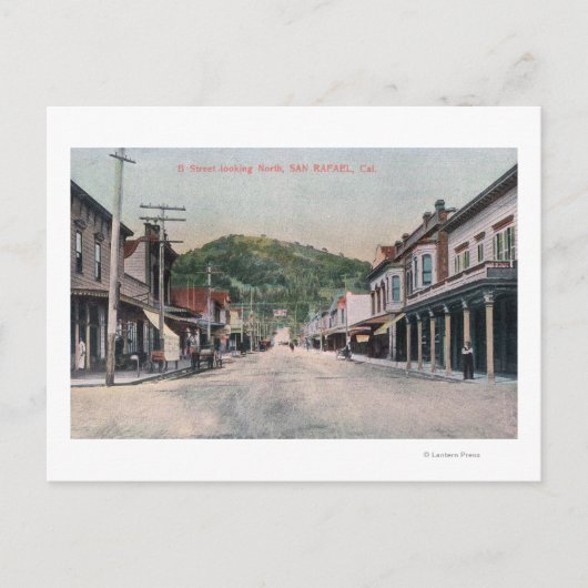 Noordelijk Uitzicht van B Street San Rafael, CA Briefkaart (Voorkant)