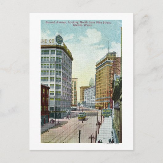 Noordelijk Uitzicht van de Tweede Ave van Pike Str Briefkaart (Voorkant)