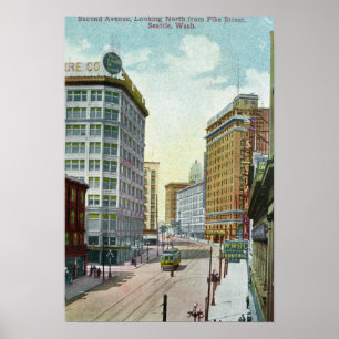 Noordelijk Uitzicht van de Tweede Ave van Pike Str Poster