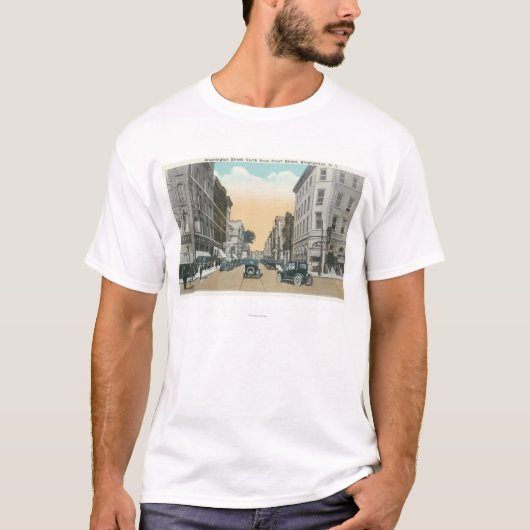 Noordelijk Uitzicht van Washington Street van Cour T-shirt (Voorkant)