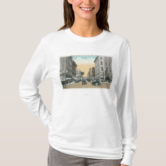 Noordelijk Uitzicht van Washington Street van Cour T-shirt (Voorkant)