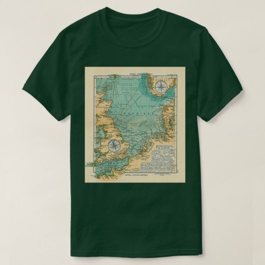  noordelijk Zee Viking amp Norse Routes Map 1906 T-shirt (Design voorkant)