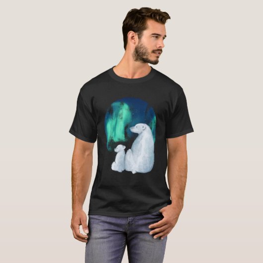 Noordelijke Aurora Borealis licht schattige polar T-shirt (Voorkant volledig)