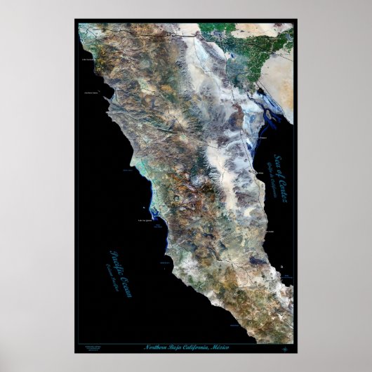 Noordelijke Baja California, Mexico-poster per sat Poster (Voorkant)