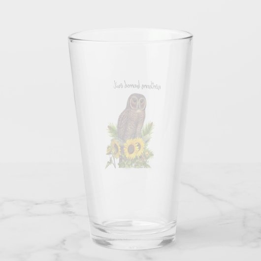 Noordelijke Barred Uil met Zonnebloemen Pint Glass Glas (Achterkant)