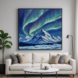 Noordelijke Bergen - schilderachtige stijl landsch Poster