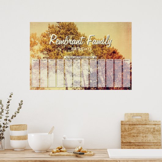 Noordelijke berken kunst verjaardagsposter poster (Keuken)