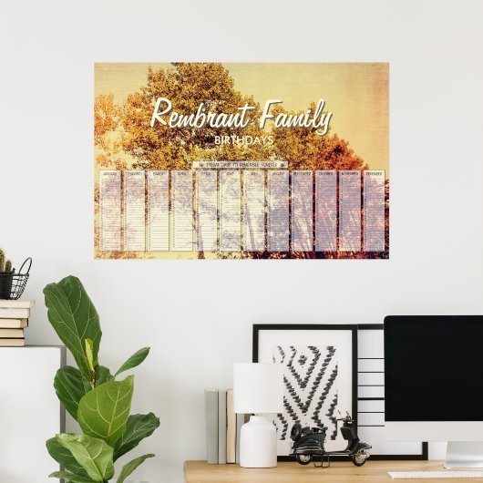 Noordelijke berkenbomen kunst verjaardagsposter poster (Thuiskantoor)