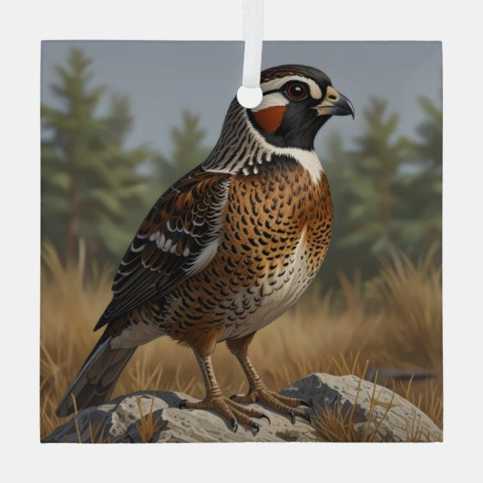 Noordelijke Bobwhite Glas Ornament (Achterkant)