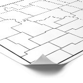 Noordelijke Dakota graafschappen - Lege contourkaa Poster (Hoek)