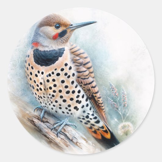Noordelijke Flicker Yellowhammer Waterverf Ronde Sticker (Voorkant)