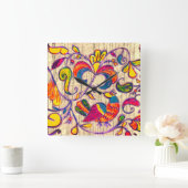 Noordelijke Folk Art Bird uit Rusland Vierkante Klok (Huis)