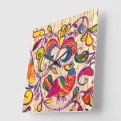 Noordelijke Folk Art Bird uit Rusland Vierkante Klok (Hoek)