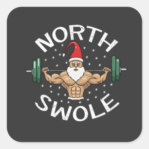 Noordelijke gespierde grappige spier Kerstman Kers Vierkante Sticker